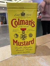 Vintage Large 454g Colman’s Mustard Collectable Storage Tim With Lid Empty