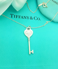 Tiffany & Co. Sterling Silver Return to Heart Key Pendant Charm 18" Necklace