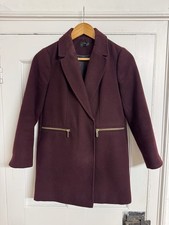 Topshop Petite Burgundy Double Breasted Coat Size 4