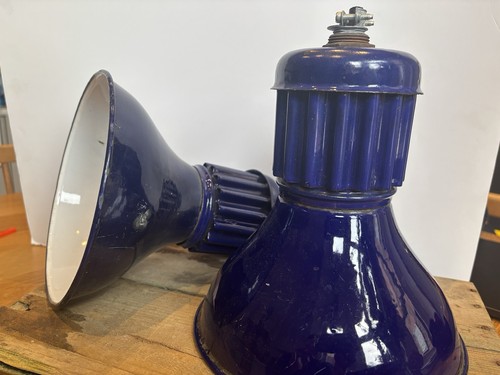Pair vintage industrial enamel - pair,