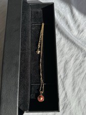Versace Gold Necklace With Gold And Red Pendant