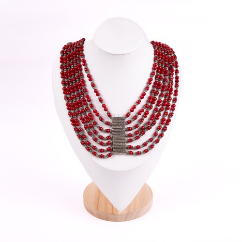Red coral with - with, beaded