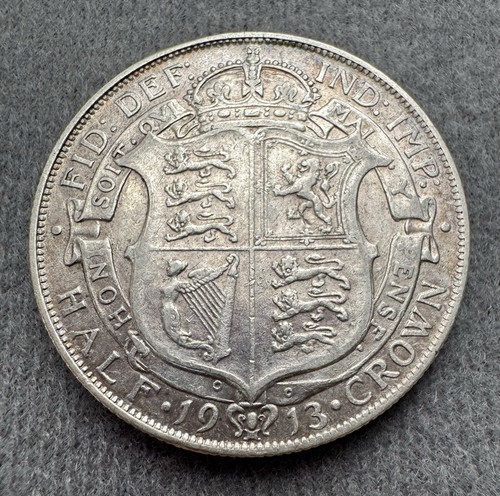 1913 half crown king - half,