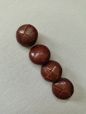 4 Leather Covered Buttons with