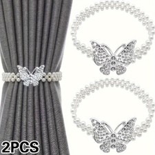 Practical Curtain Straps Buckle Butterfly Pearl Replacement Tie-Backs Home Decor