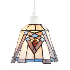 Art Deco Tiffany Glass Pendant Lighting Shade in Purple and Soft Pink by Happ...