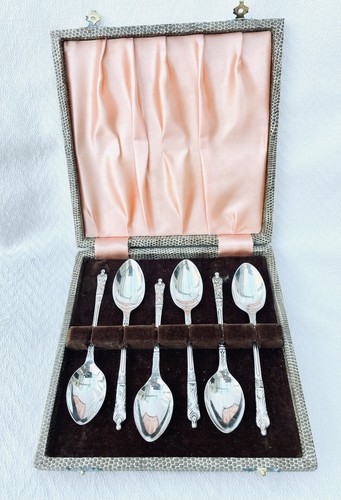 Cased set six silver plated - of,