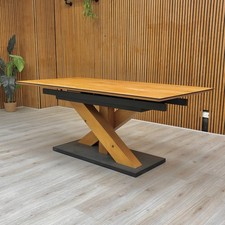Furniture Village ‘Aydin’ Solid Oak 180cm Fixed Dining Table Wooden Base NEW