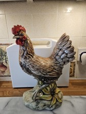 Large Pottery Cockerel Figurine Signed By Isla Shull H35cm X W21cm Vgc