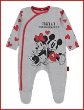 Disney Baby Girls Minnie & Mickey Mouse Sleepsuit Babygrow Newborn Tiny Baby NEW