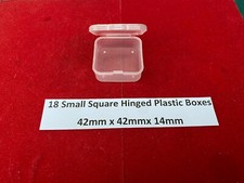 20 Small Hinged Plastic Boxes 42mm x 42mm x 14mm Good Condition