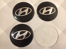 4x Stickers Hyundai Car Wheel Center Cap Sticker Brand New 56mm Black Silver