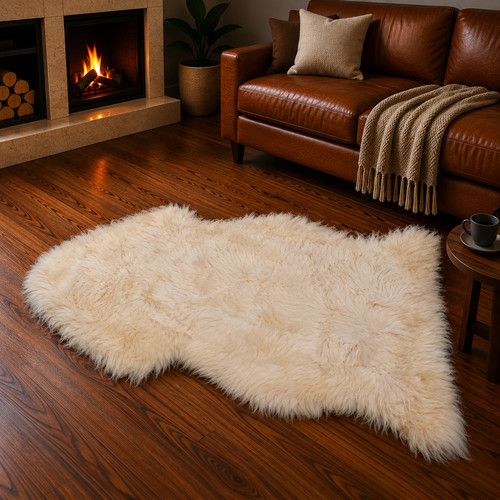 Genuine ivory sheepskin rug - genuine,