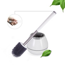 Soft Silicone Bristle Toilet Brush & Holder SetCleaning Brush Bathroom WC Base  