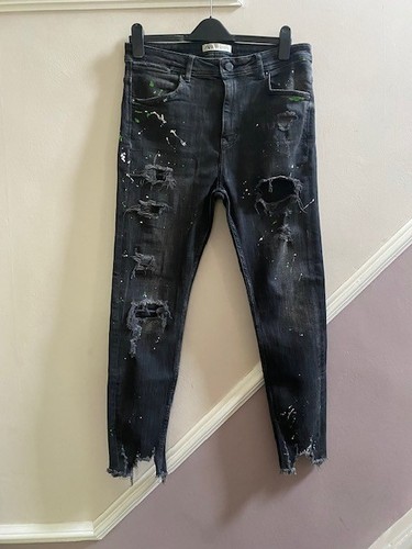 Zara mens black ripped paint - mens,
