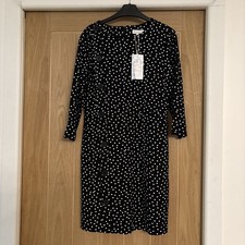 Warehouse Black & White Spot Fit & Flare Dress Size 12