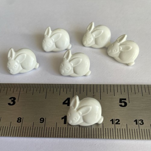 White rabbit buttons plastic - rabbit,
