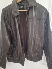 zara faux brown leather biker