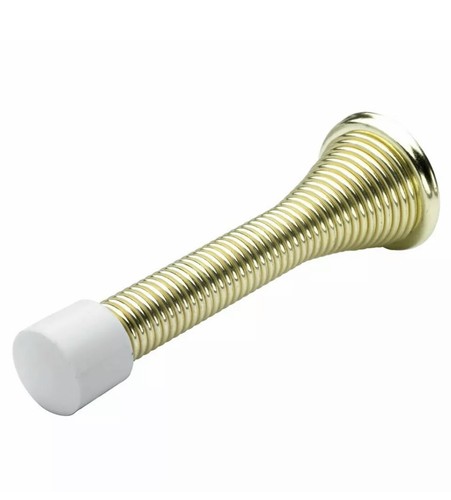 Gold brass spring door stop - brass,