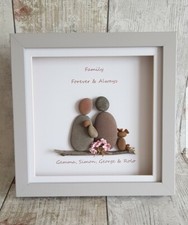 Personalised family forever and Always Pebble Art Gift, New baby, couple, dog