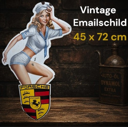 Vintage porsche enamel - vintage,
