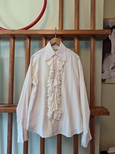 Gucci White Ruffle Long Sleeved Mens Shirt