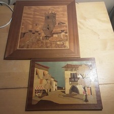 2x Vintage Marquetry Hand