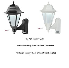 Dual Light Level LED PIR Outdoor Coach Lantern | IP44, Opal White Panels,UK Made