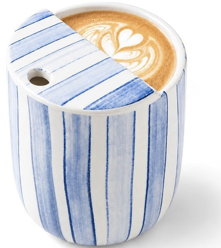 Ceramic blue white striped - blue,