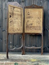 19th Century Boudoir Tapestry Two Section Panel Children's Screen Room Devider