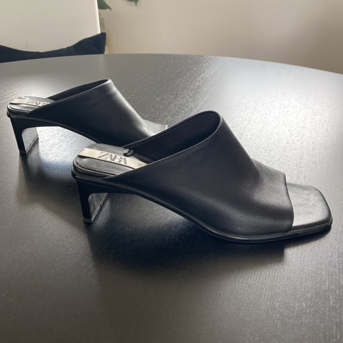 Zara black leather sandal - sandal, |