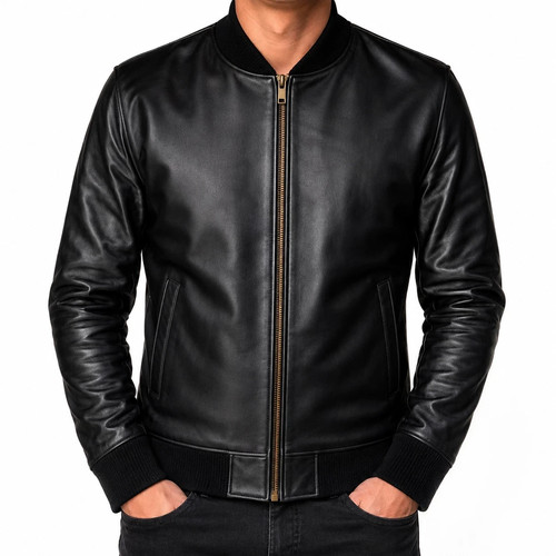 Men black genuine - men's, lambskin
