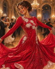 Red sequin lace - red, ballroom