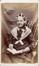 WELSHPOOL WALES CDV LADY DRESS BONNET KNITTED BLANKET VICTORIAN FASHION #D4254