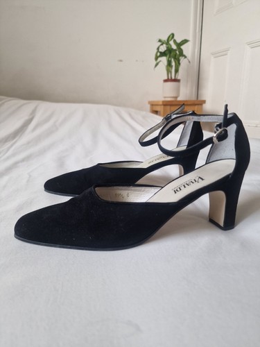 Black leather suede heels - suede,
