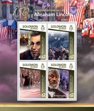 Abraham Lincoln US Presidents Stamps Solomon Islands 2015 MNH 4v M/S