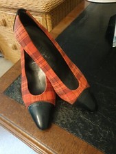 CARVELA HIGH HEELED SHOES. RED TARTAN , BLACK PATTEN. SIZE37.5. GOOD CONDITION. 