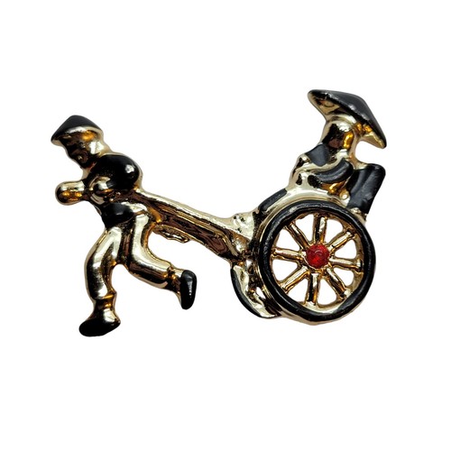Rickshaw bike pin - gold, tone