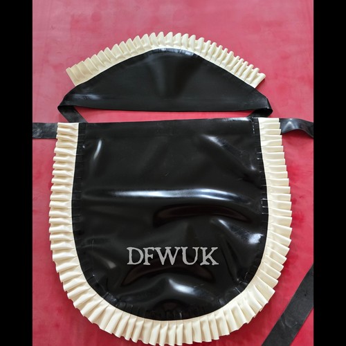 Black white frilly maid - black, apron