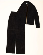 GUESS Womens Velour Graphic Full Tracksuit IT 44 Medium Black Viscose CQ14