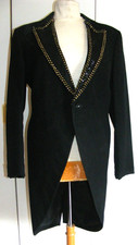 Vintage black tailcoat morning coat modified for stage black gold sequins 42"