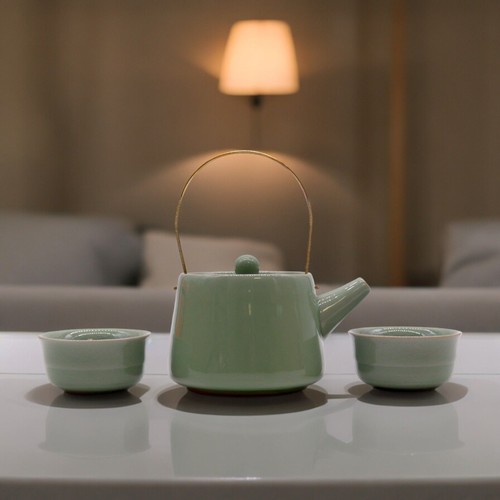 Herbal jade teapot set - herbal, pot