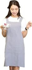 H Shoulder Straps Soft Cotton Linen Apron Solid Color Halter Cross Bandage Apron