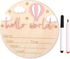 3 PCS Wooden Baby Announcement