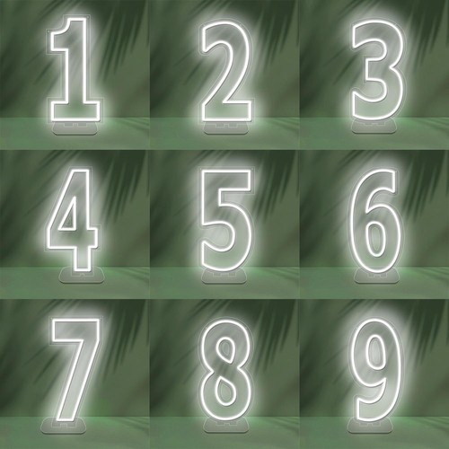 Led neon number sign white - number, 0-9