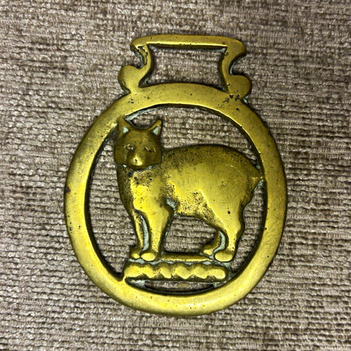 Vintage solid brass manx cat - brass,