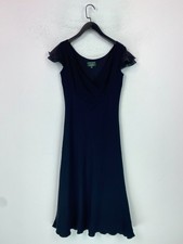 Hobbs Marilyn Anselm Design Black Midi Dress Elegant Flutter Sleeve Evening UK 8