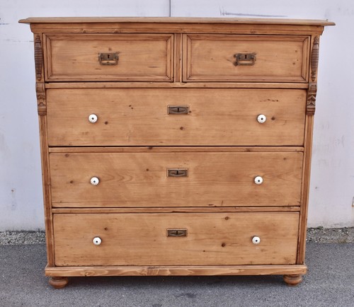 Antique pine chest five - antique,