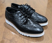 Ex Dune Women’s Black White Leather Loafer Trainer Pumps Size 5UK Smart