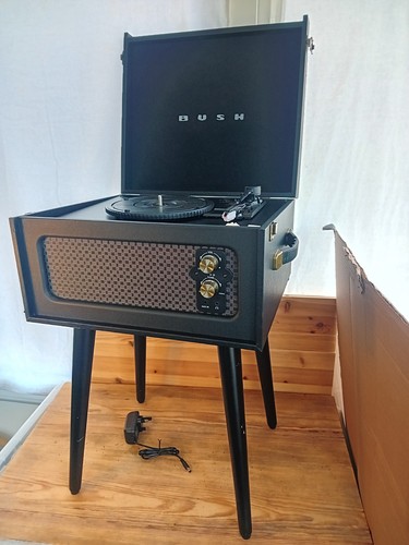Bush wooden record player with - wooden,